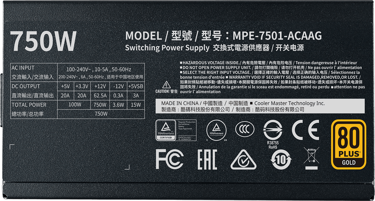 Refurbished Cooler Master MWE Gold 750 - V2 - Full Modular