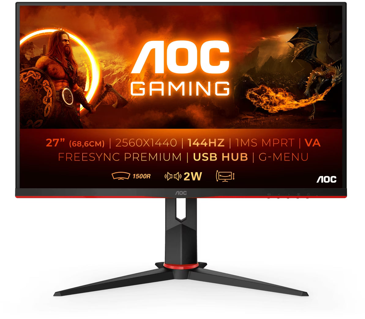 AOC CQ27G2U/BK Zwart