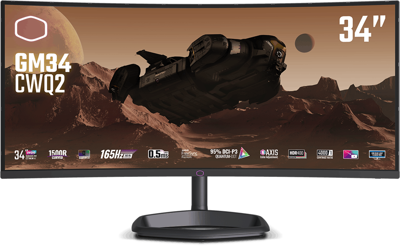 Refurbished Cooler Master GM34-CWQ2 Zwart Gaming Monitor