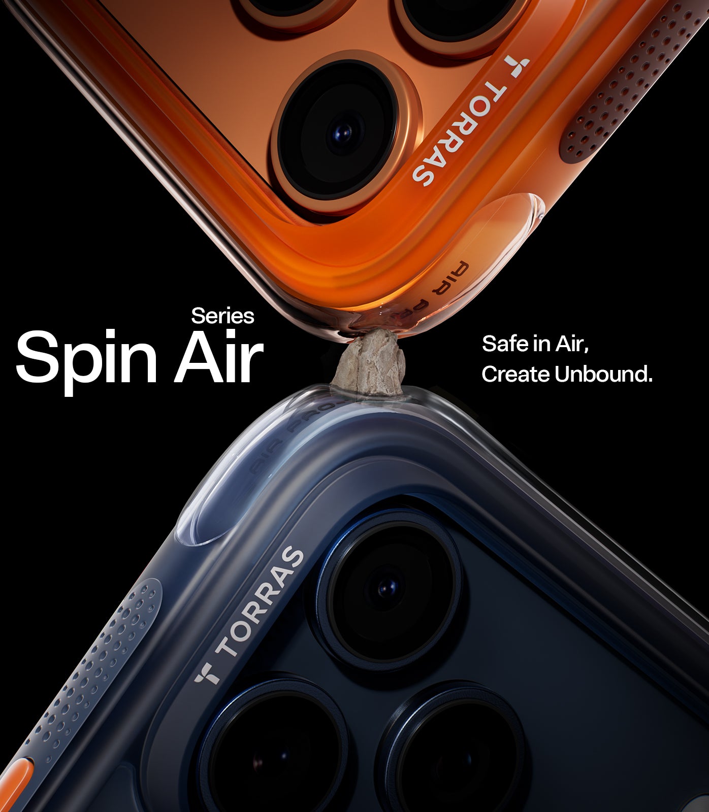 TORRAS Ostand Q3 Air orange Hoesje Geschikt voor Apple iPhone 17 Pro Max – Compatibel met MagSafe – 360° Draaibare Magnetische Standaard – Back Cover Kickstand Ring – AirCushion Hoeken - Shockproof NIEUW!