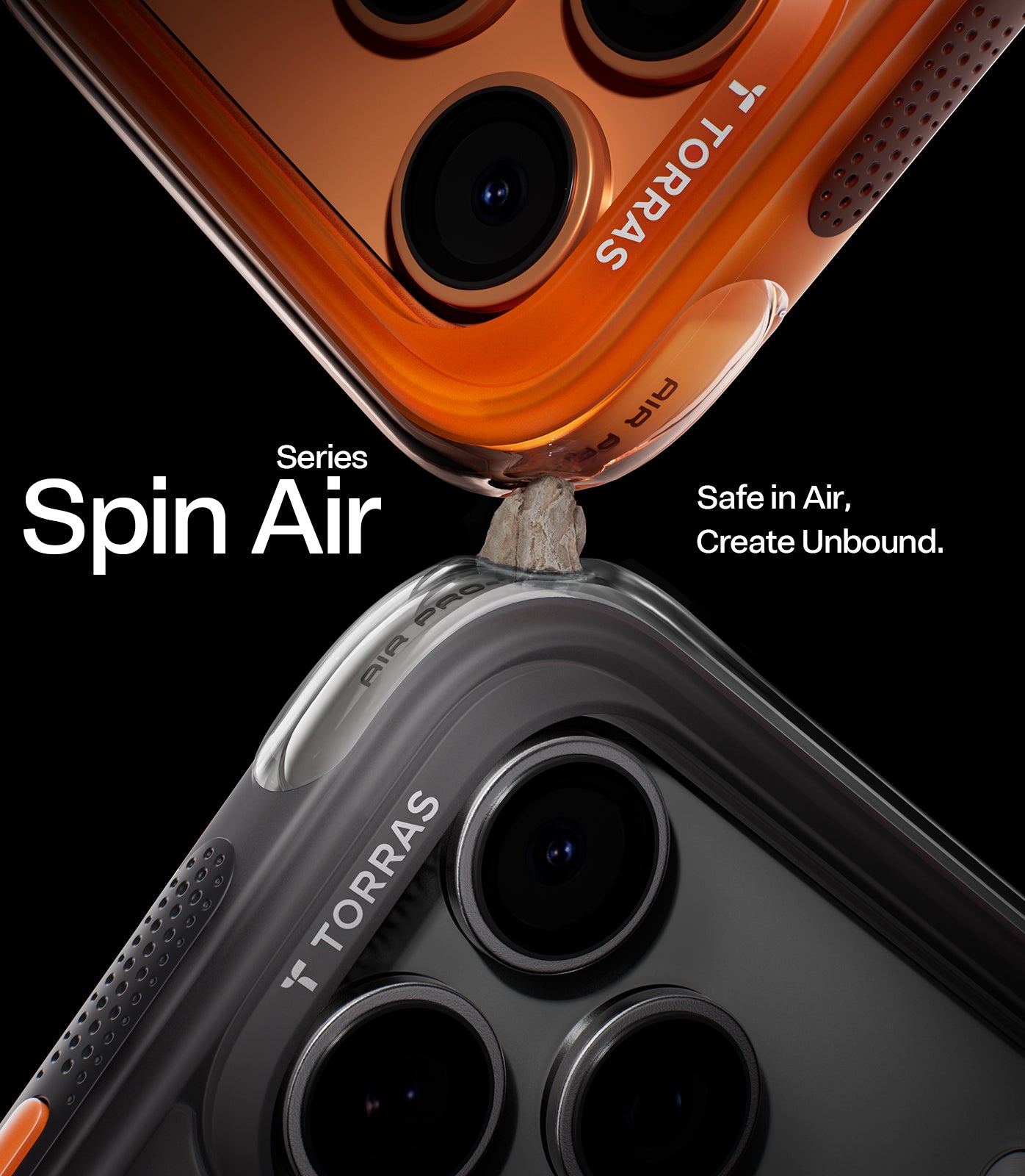 TORRAS Ostand Q3 Air Zwart Hoesje Geschikt voor Apple iPhone 17 Pro – Compatibel met MagSafe – 360° Draaibare Magnetische Standaard – Back Cover Kickstand Ring – AirCushion Hoeken - Shockproof NIEUW!