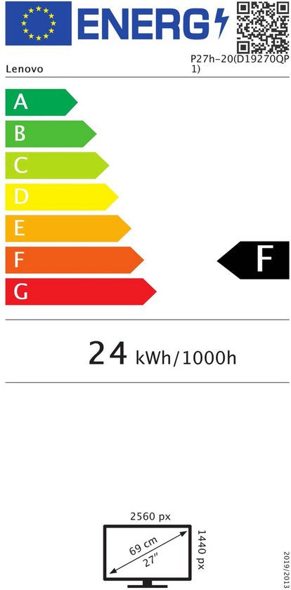 Nieuw! Lenovo P27h-10 ThinkVision  - QHD USB-C TN Monitor - 27 Inch