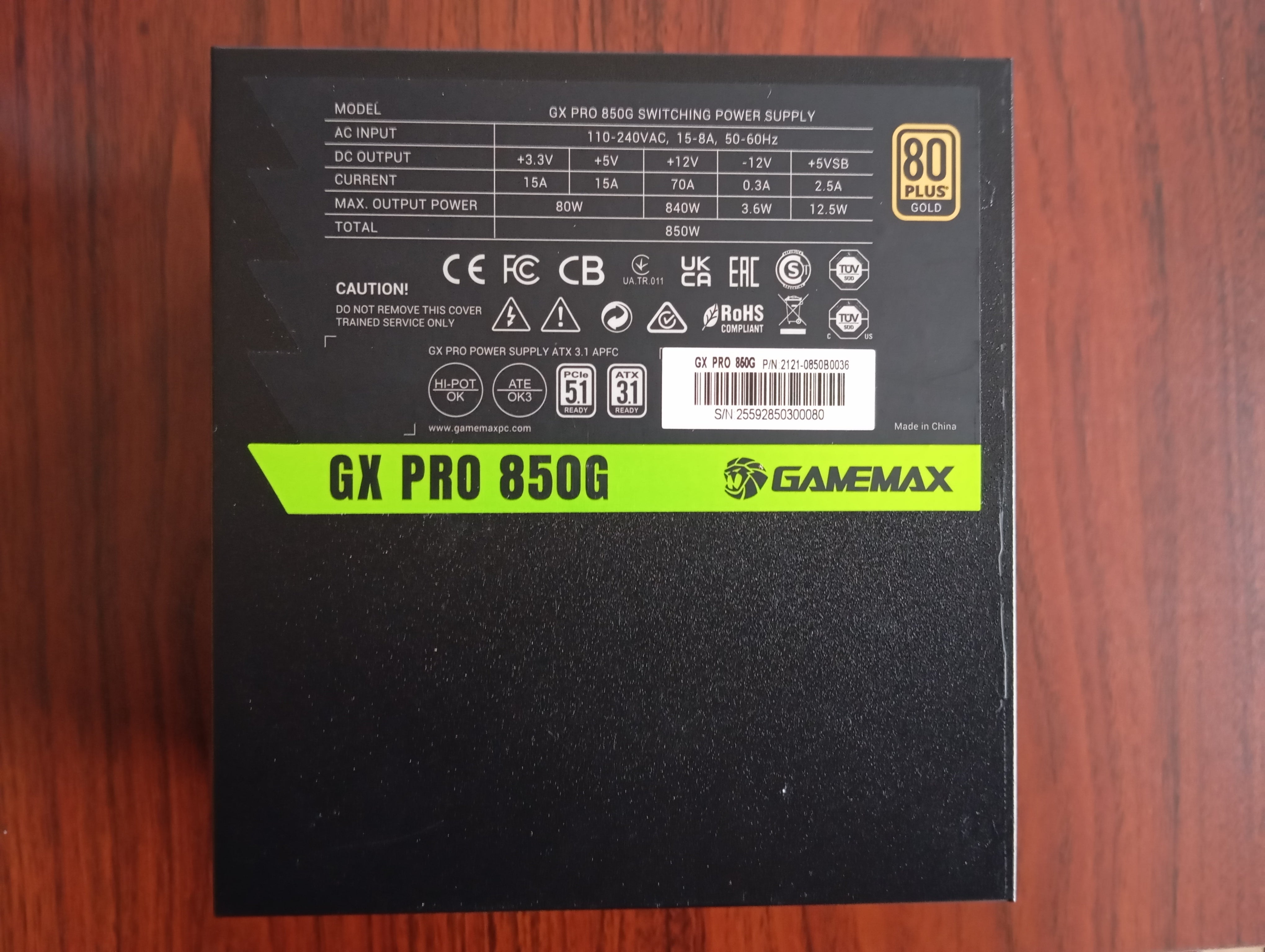GameMax GX PRO 850G (ATX3.1 PCIe5.1), retourdeal