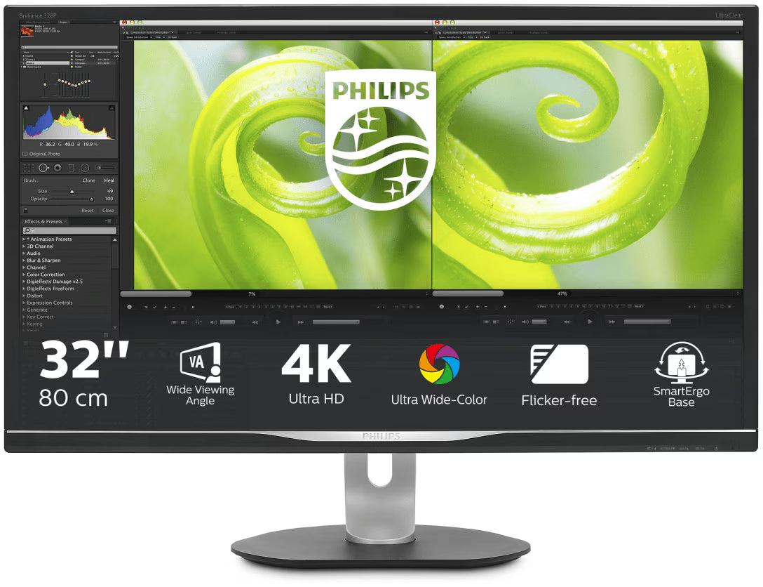 Philips 328P6VJEB/00 – 31,5 inch 4K UHD Monitor – 3840 x 2160 – VA – 60 Hz – USB 3.0 – Zwart, Refurbished